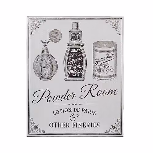 Orsina Vintage Typography Wall Plaque in Grey and Black, W/H: 20 x 25 cm