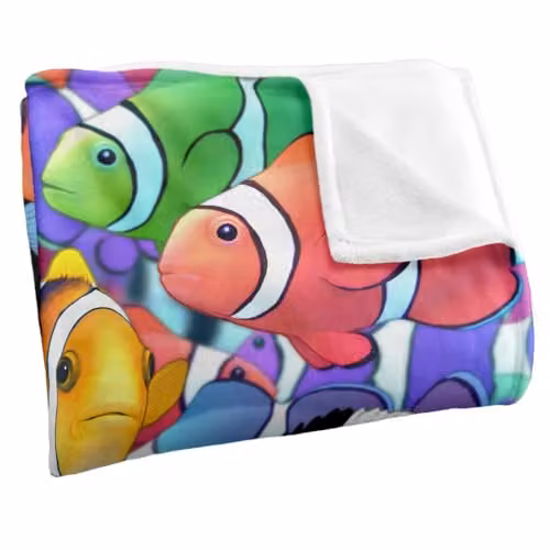 JQ Licensing Royce McClure Humbugs and Clown Fish Pattern Super Soft Microfibre Throw Blanket, Multicolour, W: 152 cm, D: 127 cm – 2
