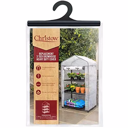 Christow Replacement 3 Tier Mini Greenhouse Cover in White, H: 125 cm