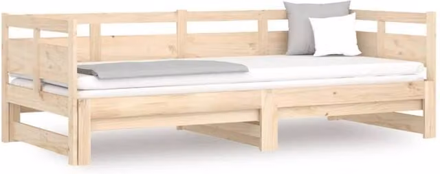 Berkfield Home Pull-out Day Bed in Natural Solid Pine with Drawers, W/D/H: 160 x 200 x 80 cm