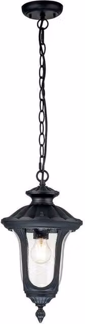 Netlighting Chicago Outdoor Pendant Ceiling Light in Textured Black with Transparent Glass, IP44 Rated