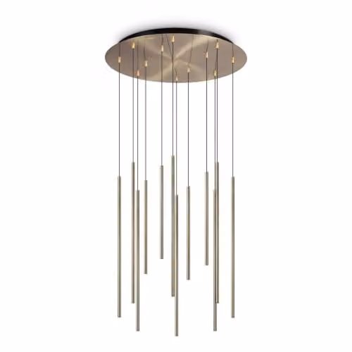 Ideal Lux Filo LED 12 Light Cluster Pendant Ceiling Light in Brass with Warm White 2700K Glow