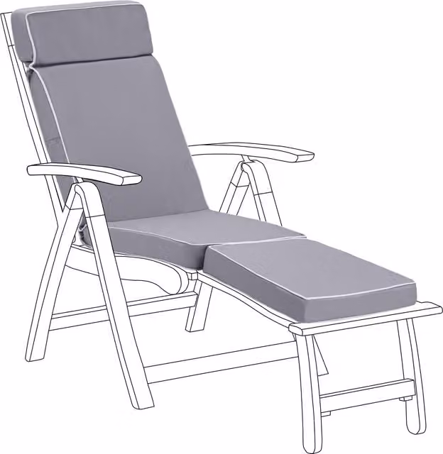 Gardenista Grey Rectangular Outdoor Sun Lounger and Steamer Chair Foam Cushion Pad with Polyester Cover