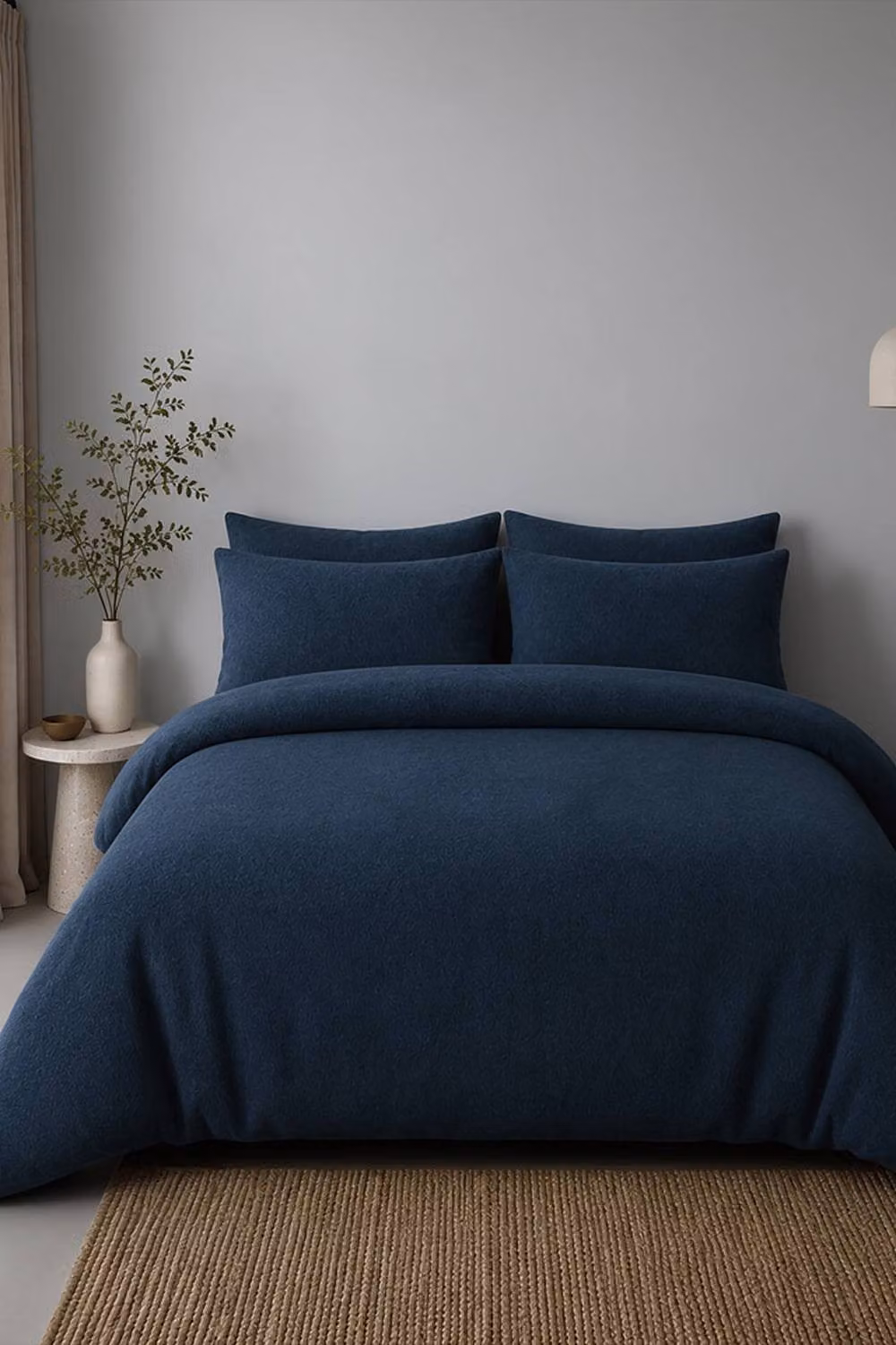 Larsson & Co Rönn Blue Brushed Cotton Flannel Duvet Cover and Pillowcase Set, W: 180 cm, H: 200 cm – 3