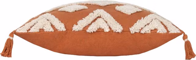 Make It A Home Dharma Tufted Oval Cotton Cushion in Red and Orange