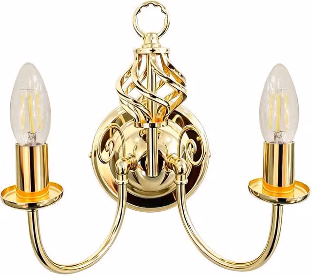 First Choice Lighting Barley Twist Polished Brass Wall Light in Gold – 1