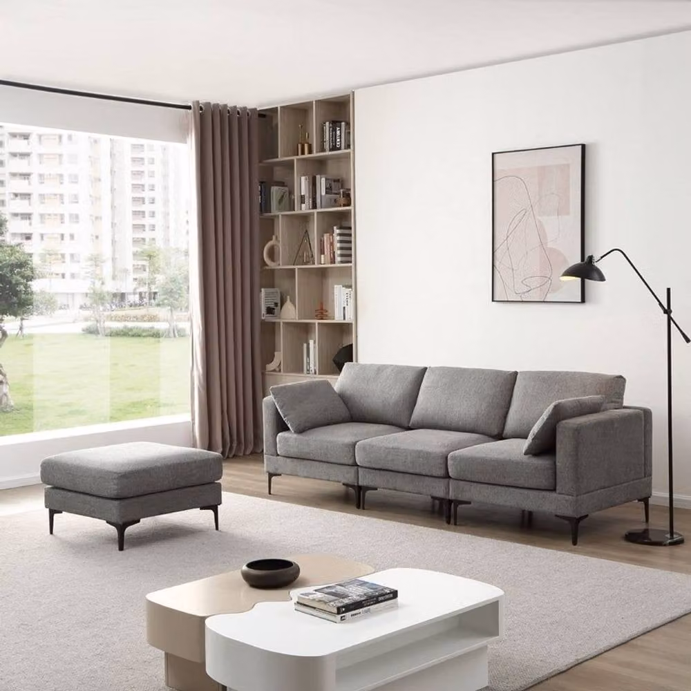 Lemon Pavilion MM ANEK 3 Seater Upholstered Sofa with Matching Ottoman, Dark Grey, W80 x L235 x H81 cm – 2