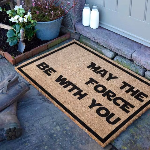 Artsy Mats May The Force Be With You Coir Doormat in Grey and Brown, W: 60 cm, D: 90 cm