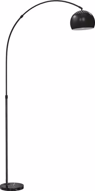 HOMCOM Modern Adjustable Arc Floor Lamp with Faux Black Marble Base in Black