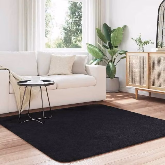 Berkfield Home NAVARRA Shaggy High Pile Rug, Black, W/D: 160 x 160 cm – 1