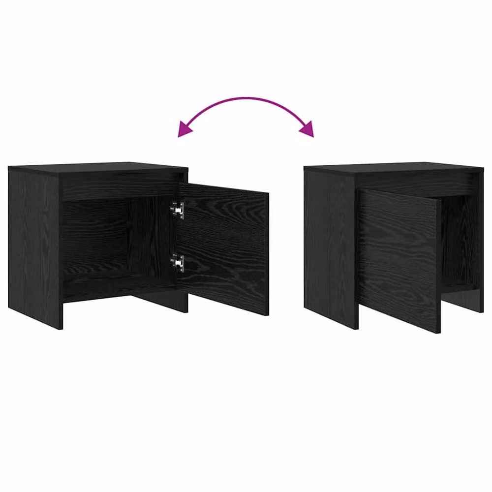 Berkfield Home Black Oak Bedside Cabinet in Rustic Engineered Wood – 9