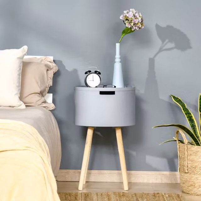 HOMCOM Modern Round Side Table in Grey