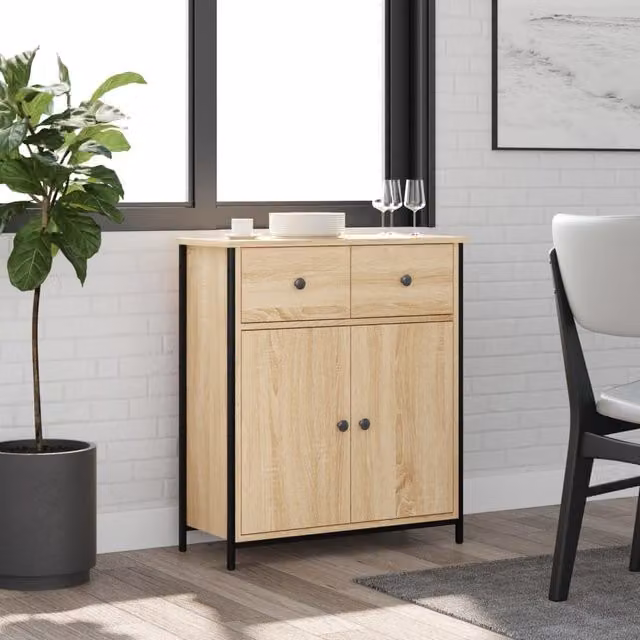 Berkfield Home Sonoma Oak Sideboard in Brown, W/D/H: 70 x 30 x 80 cm