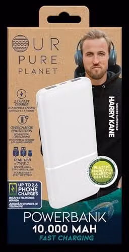 OUR PURE PLANET 10000mAh Fast Charging Portable Power Bank with USB-C, White – 3