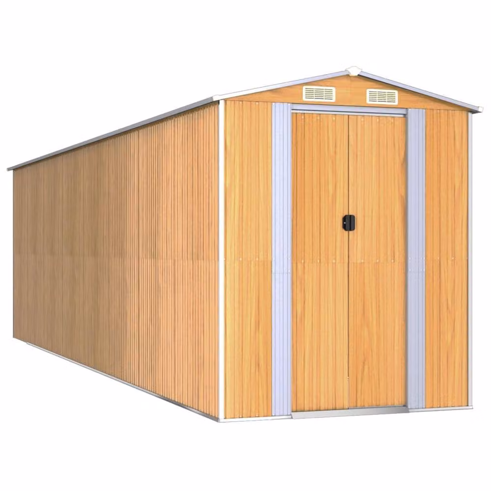 Berkfield Home Garden Shed in Light Brown, Galvanised Steel, W: 192 cm, D: 689 cm, H: 223 cm – 2
