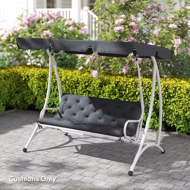 EONLION Grey 3 Seater Bench Cushion Swing Chair Seat Pad with Water Repellent Outdoor Cotton Fabric, Width: 100 cm – 1