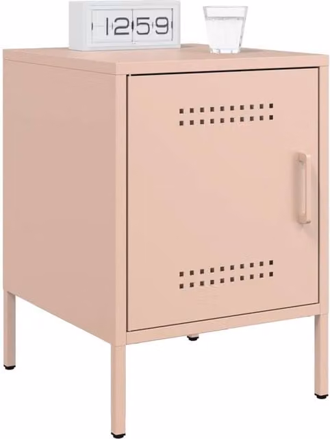 Berkfield Home Durable Metal Bedside Cabinets, 2 Pack, Pink, W/D/H: 36 x 39 x 50.5 cm