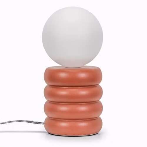 ValueLights Modern Rust Ceramic Table Lamp with White Glass Sphere Shade – 1