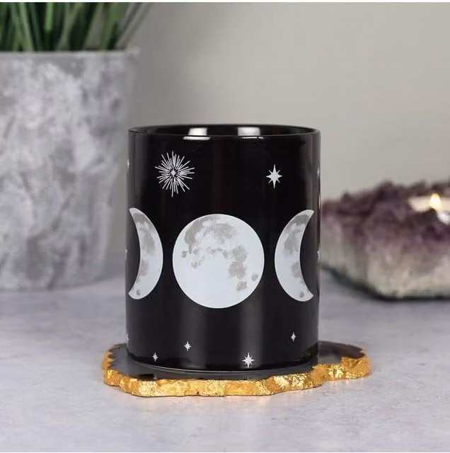 KDMD Triple Moon Black Patterned Ceramic Mug