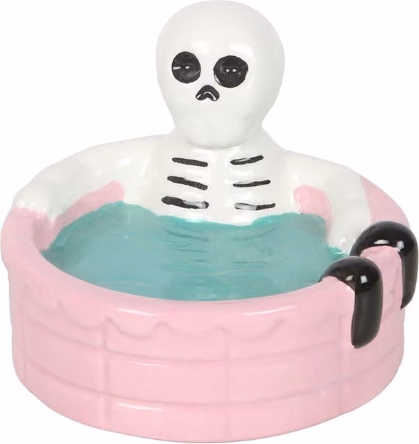 Something Different Dead Cool Skeleton Ceramic Trinket Dish in Pink, Yellow and White