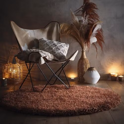 Phoenox Textiles Limited Origins Chicago Round Hand Tufted Rug in Rust Orange, Diameter: 133 cm – 2