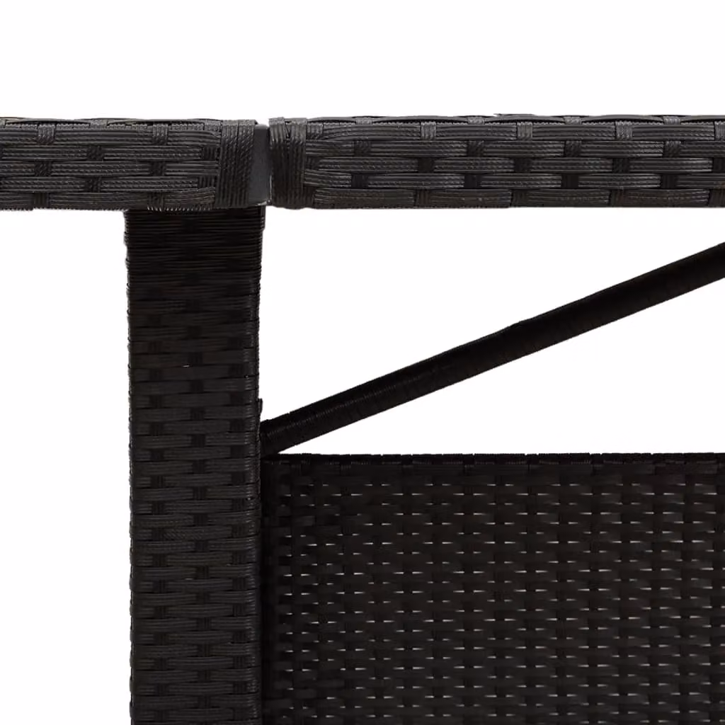 Berkfield Home Garden Table with Black Poly Rattan and Acacia Wood Top, W/D/H: 240 x 90 x 75 cm – 4