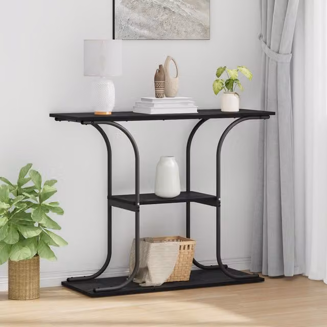 Berkfield Home Console Table in Black Oak, W/D/H: 101 x 35 x 80.5 cm