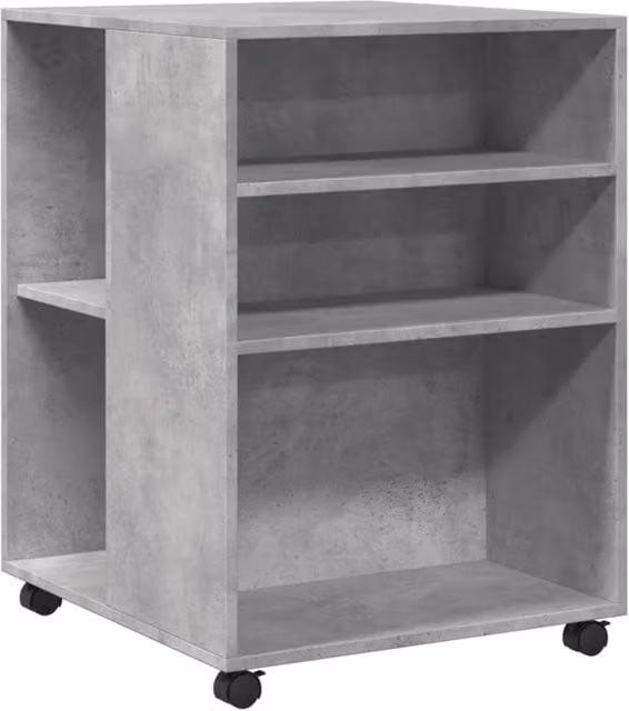 Berkfield Home Side Table with Wheels in Concrete Grey, W: 55 cm, D: 60 cm, H: 78 cm