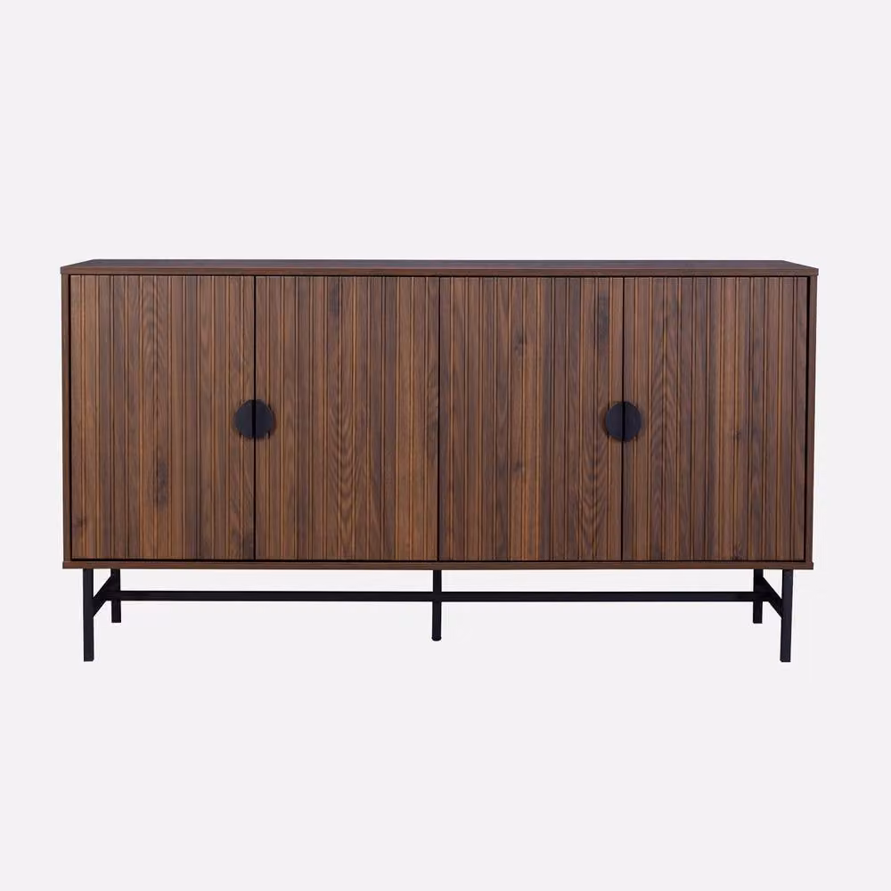 Sweekeek Industrial Sideboard Cabinet with Two Doors and One Shelf in Dark Brown and Black – 2