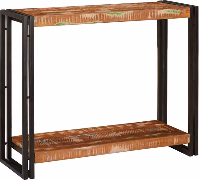 Berkfield Home Multicolour Industrial Console Table in Solid Reclaimed Wood, W/D/H: 90 x 33 x 75 cm – 1