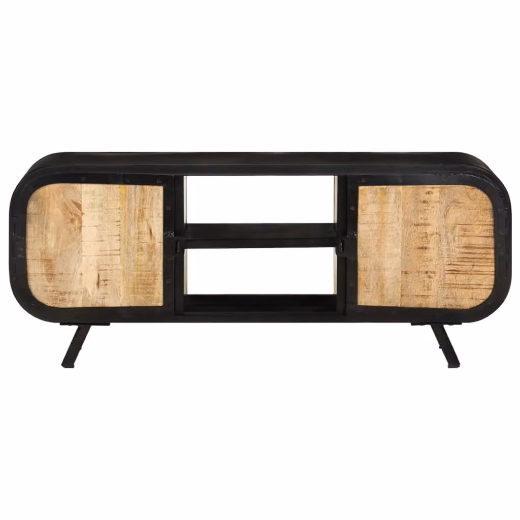 Berkfield Home Industrial TV Cabinet in Brown Rough Mango Wood, W/D/H: 110 x 30 x 45 cm – 2