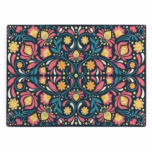 Purely Home Rectangular Glass Worktop Protector with Non-Slip Feet, Multicolour and Black, W: 28.4 cm x D: 28.4 cm