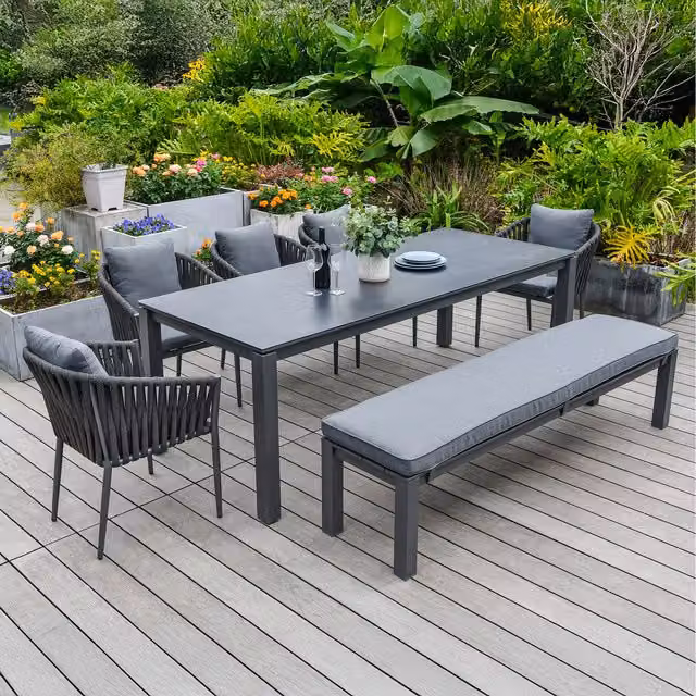 Bracken Outdoors Maldives 8 Seat Rectangular Garden Dining Set in Dark Grey