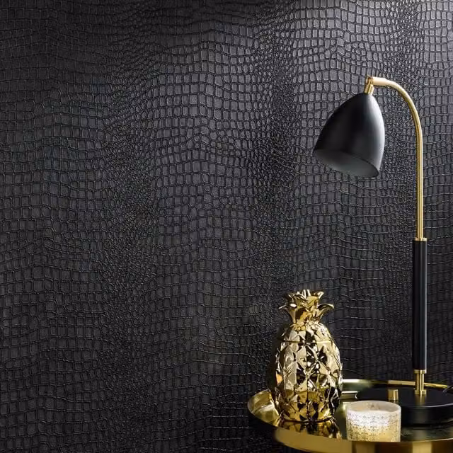 Superfresco Easy Crocodile Skin Effect Animal Print Wallpaper in Black