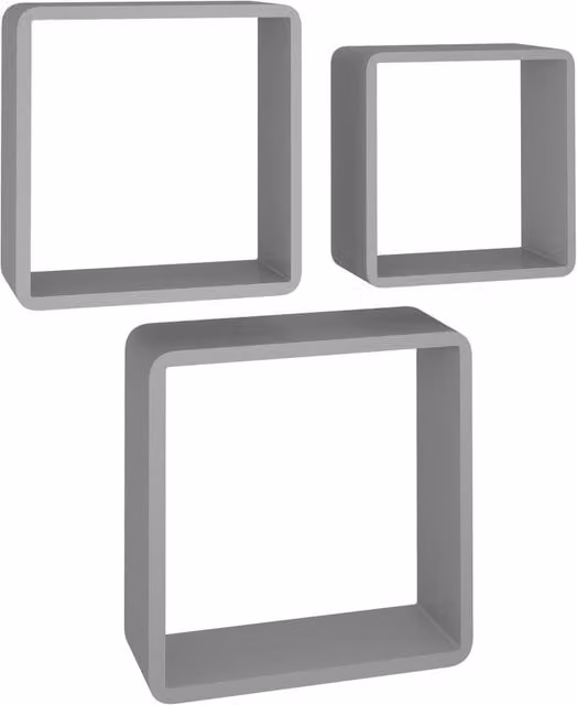 Berkfield Home Wall Mounted Cube Shelves, 3 Piece Set, Grey MDF – 1