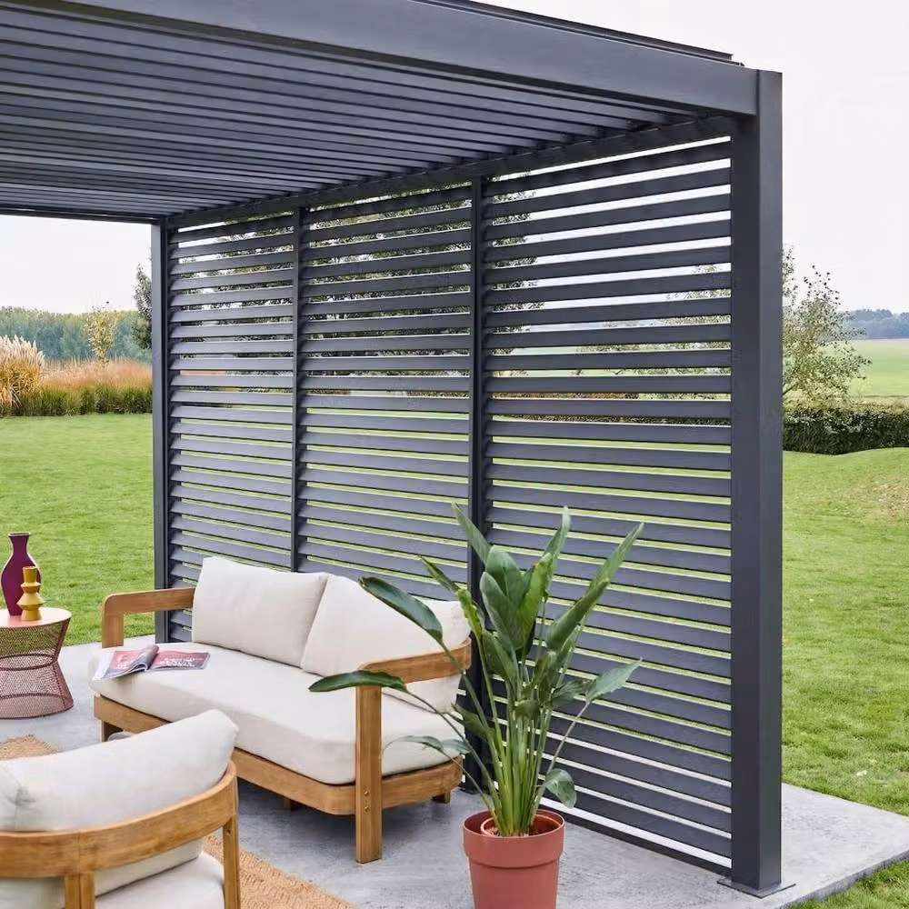 sweeek Aluminium Louvered Pergola in Dark Grey, W: 400 cm, D: 300 cm, H: 250 cm – 3
