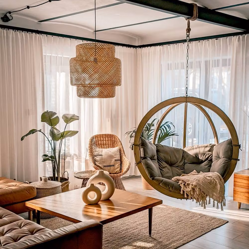 Amazonas Globo Single Hanging Egg Chair in Taupe with Spruce Wood for Indoor and Outdoor Use – 4