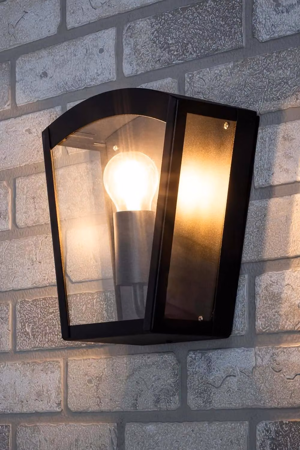 BHS Lighting Kerr Modern Black Metal Outdoor Wall Lantern with Transparent Glass – 3