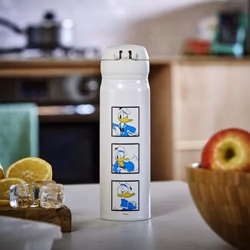 Thermos Disney Donald Duck Signature Vacuum Insulated Stainless Steel Drinks Flask, Multicolour and White, 470ml – 6