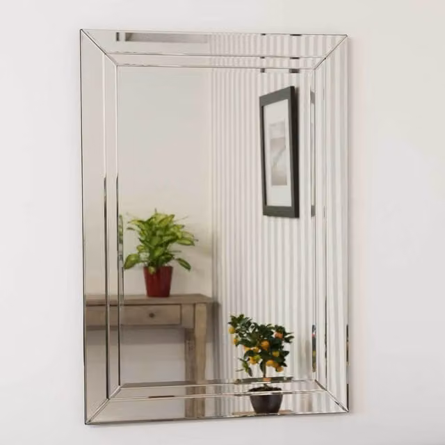 MirrorOutlet Pennington Mitred All Glass Venetian Wall Mirror, Silver, W: 100 cm, H: 70 cm