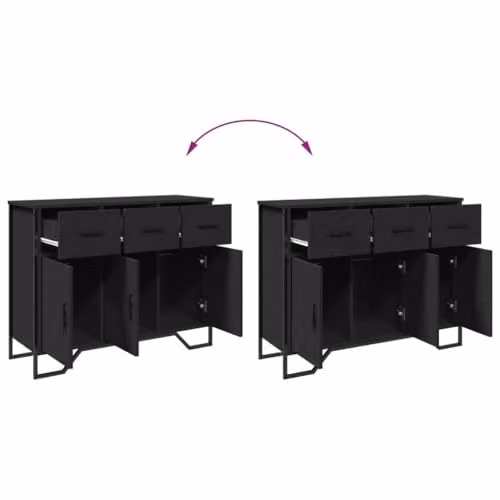 vidaXL Modern Black Sideboard in MDF and Metal, W/D/H: 97 x 32.5 x 74.5 cm – 6