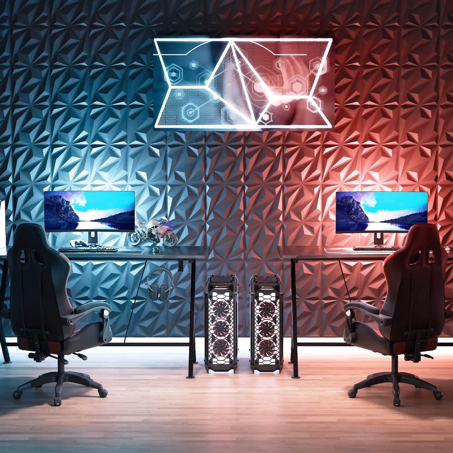 Gymax 20-Pack Black Geometric 3D Acoustic Felt Wall Panels for Soundproofing and Modern Interior Decor – 7