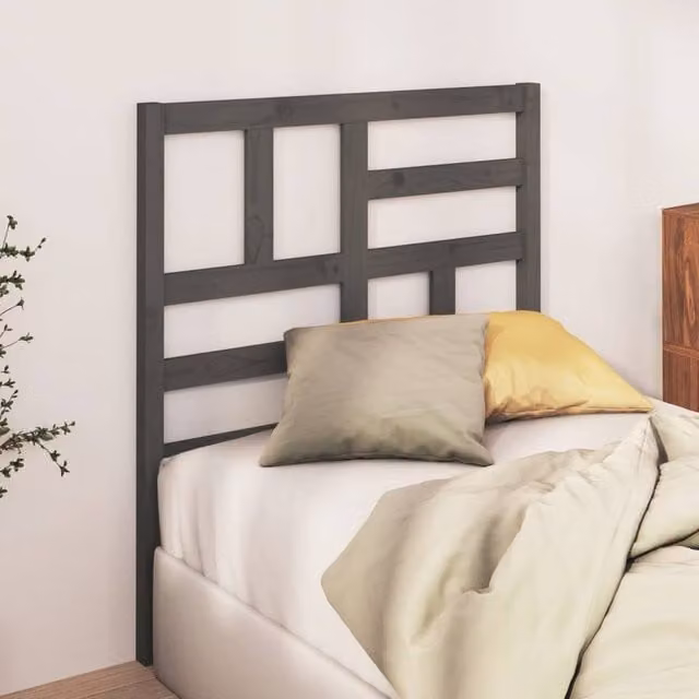 Berkfield Home Beautiful Bed Headboard in Grey Solid Pine Wood, W/D/H: 81 x 4 x 104 cm – 1
