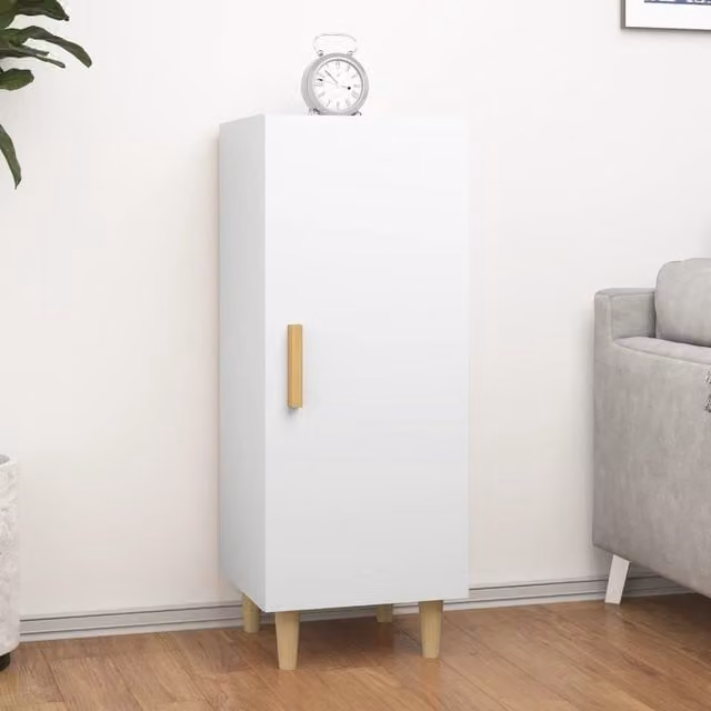 Berkfield Home White Classic Sideboard in Matt MDF, W/D/H: 34.5 x 34 x 90 cm
