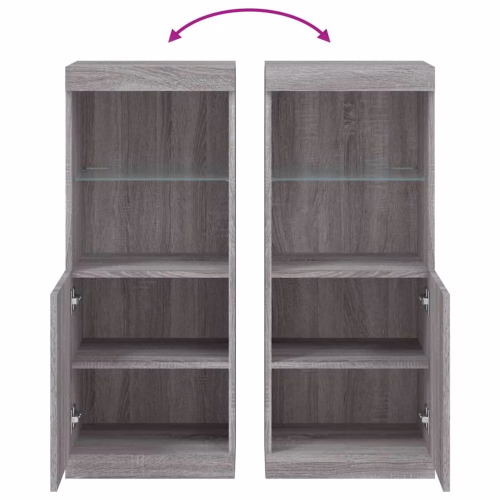 Berkfield Home Modern Grey Sideboard with Integrated LED Lighting W: 41 cm, D: 37 cm, H: 100 cm – 4