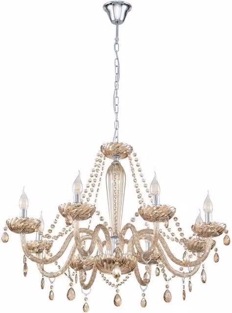Loops Pendant Ceiling Light in Chrome with Cognac Coloured Glass Shades, E14, 8x40W
