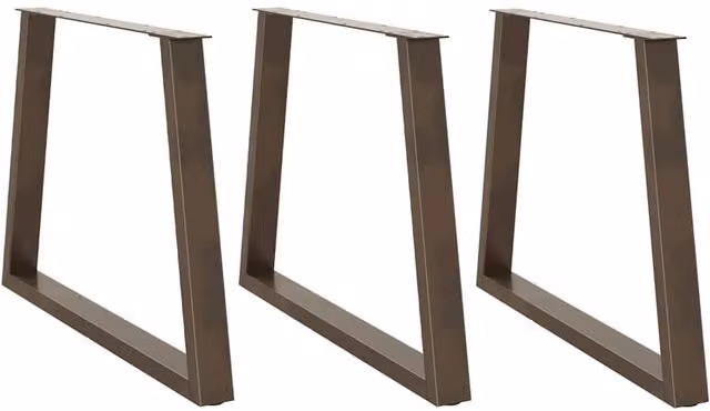 Berkfield Home V-Shape Dining Table Legs, 3 Piece Set, Brown Steel, H: 72-73.3 cm x W: 90 cm