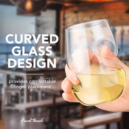 Final Touch Conundrum Stemless White Wine Glasses, Set of 4, Transparent, 266ml – 3