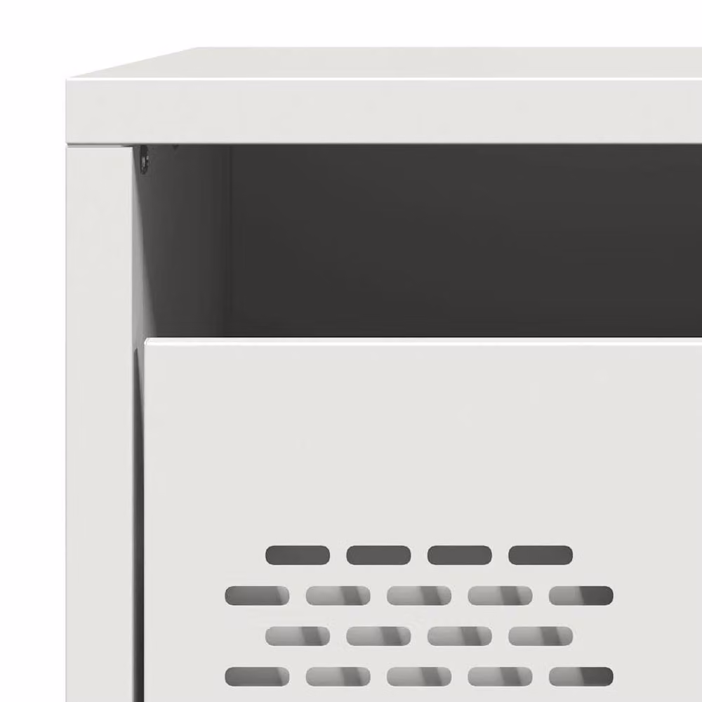 Berkfield Home White Steel Bedside Cabinet W/D/H: 35 x 39 x 43.5 cm – 3