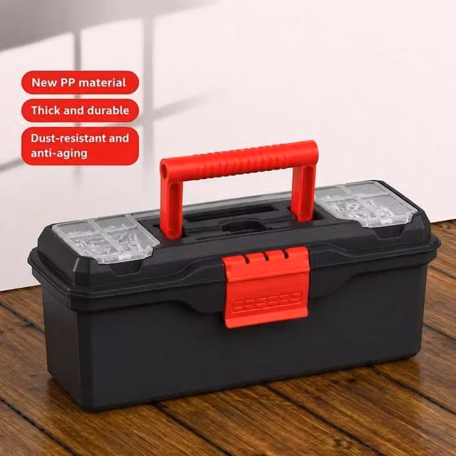 NESTLUNE Heavy Duty Plastic Tool Box Organiser in Black
